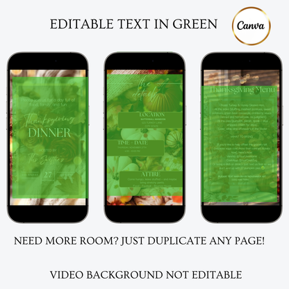 Thanksgiving Video Invitation, Animated Friendsgiving Digital Mobile Evite