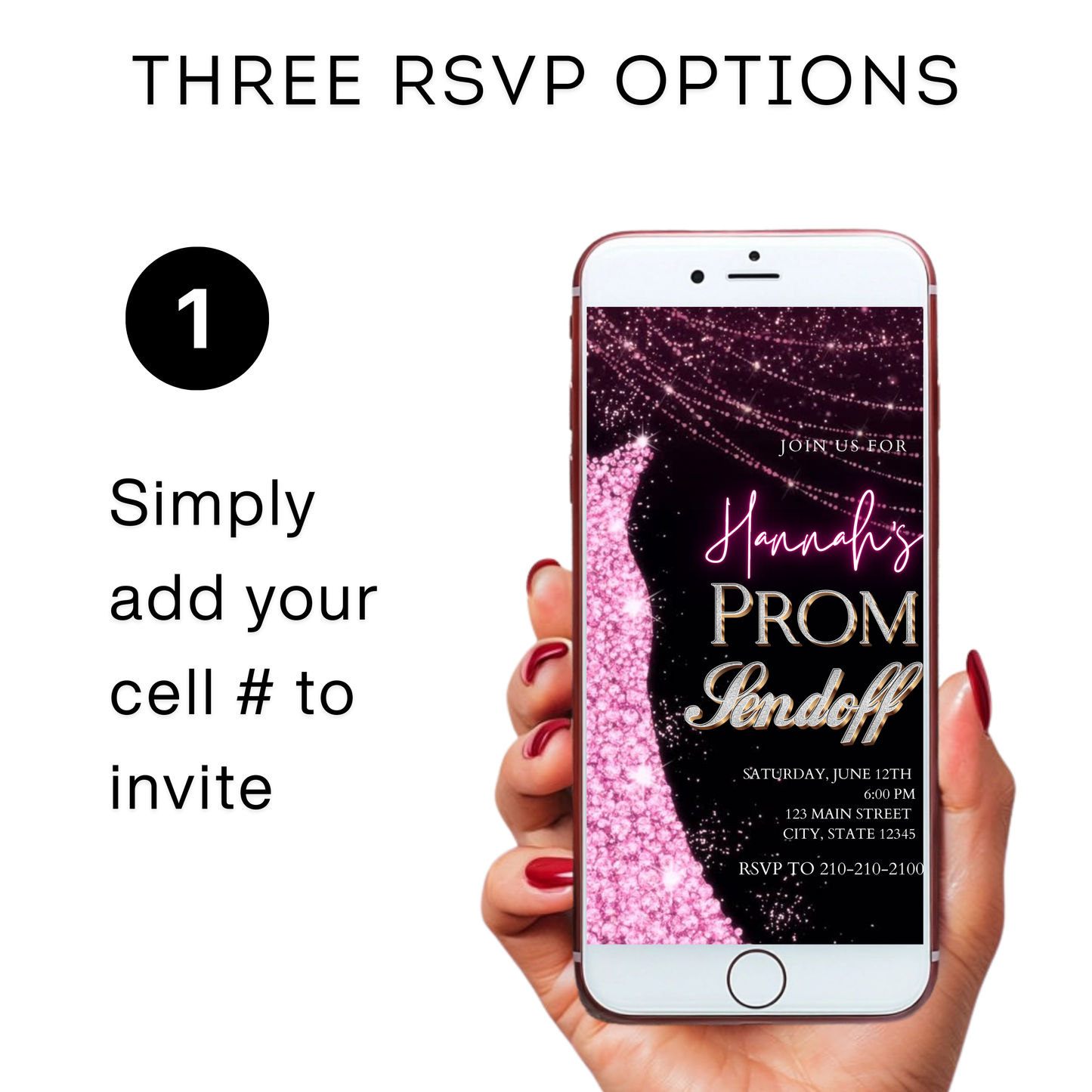 Pink Prom Send Off Video Invitation – Editable Canva Animated Invite