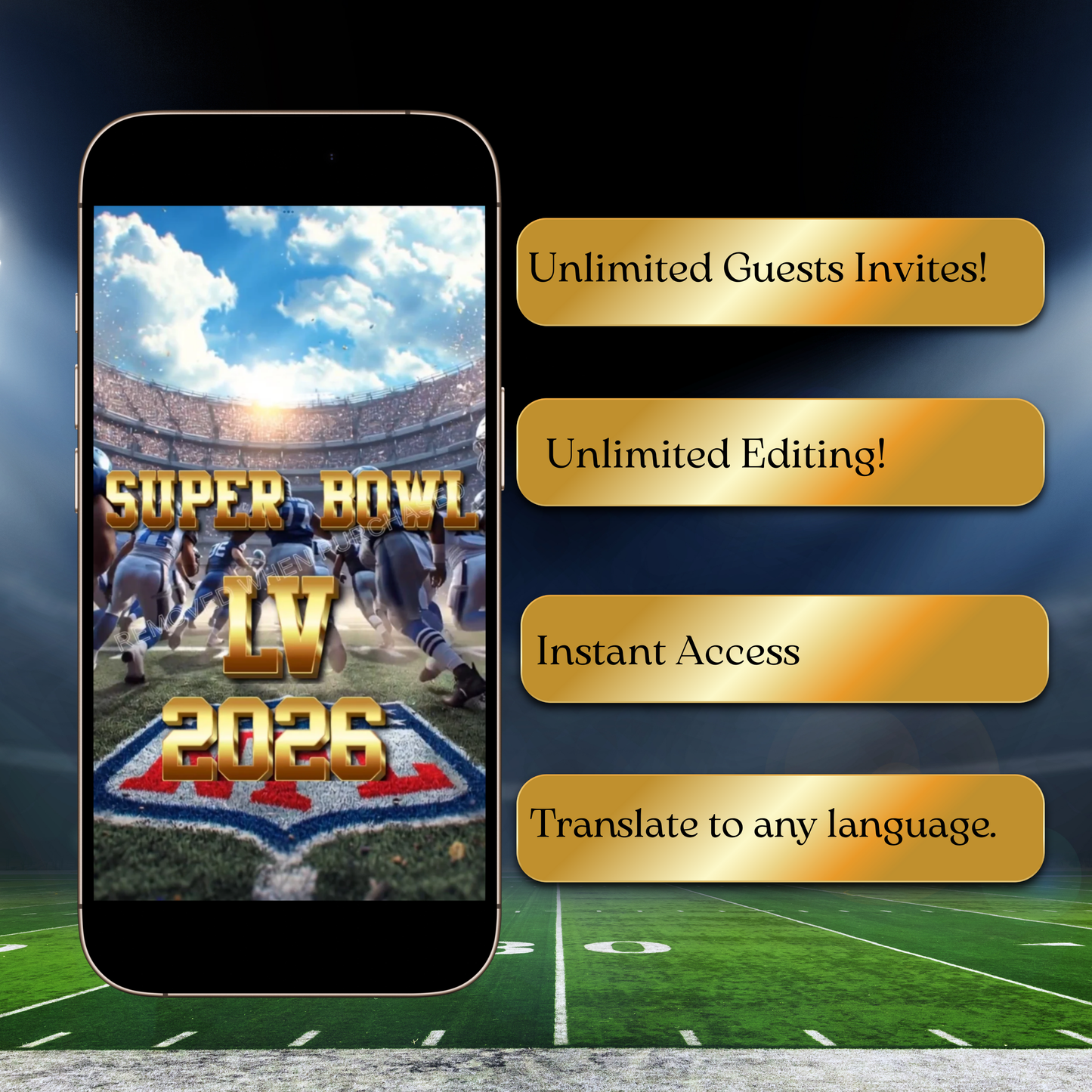 Super Bowl Video Invitation | Super Bowl LV Party Digital Evite | Football Canva Template