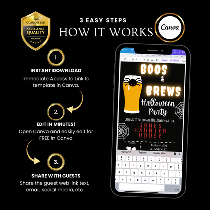 Halloween Video Invitation | Animated Halloween Digital Evite | Editable Canva Invite Template