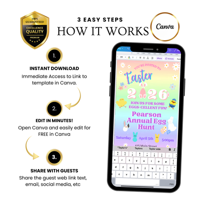 Editable Easter Video Invitation, Party with my Peeps Animated Invite, Digital Canva Template