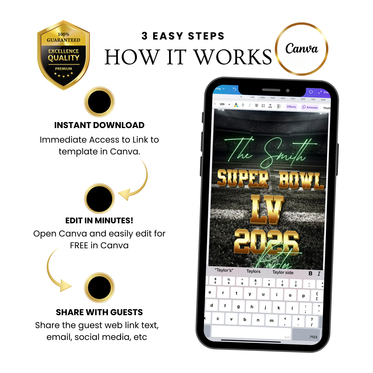 Super Bowl Video Invitation | Super BowlParty Digital Evite | Football Canva Template