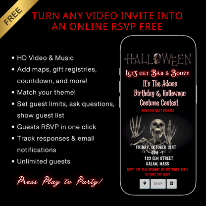 Halloween Video Invitation | Animated Halloween Digital Evite | Editable Canva Invite Template