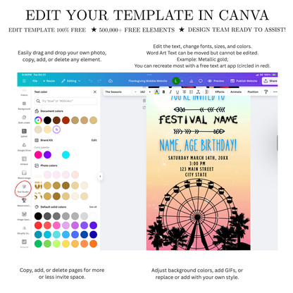 Editable Coachella Video Invitation | Mobile Music Festival Birthday Animated Invite | Canva Video Evite Template