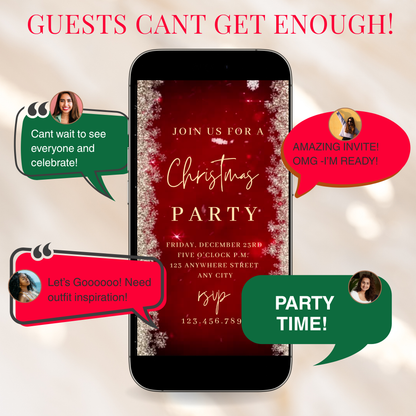 Editable Snowflake Video Invitation Template | Mobile Animated Christmas Invite | Canva Evite Download – Hostessy