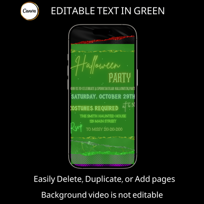 Halloween-Videoeinladung, sexy animierte Halloween-Einladung, bearbeitbare mobile Halloween-Party-Einladung