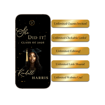 2026 Graduation Invitation Website RSVP Template with Music