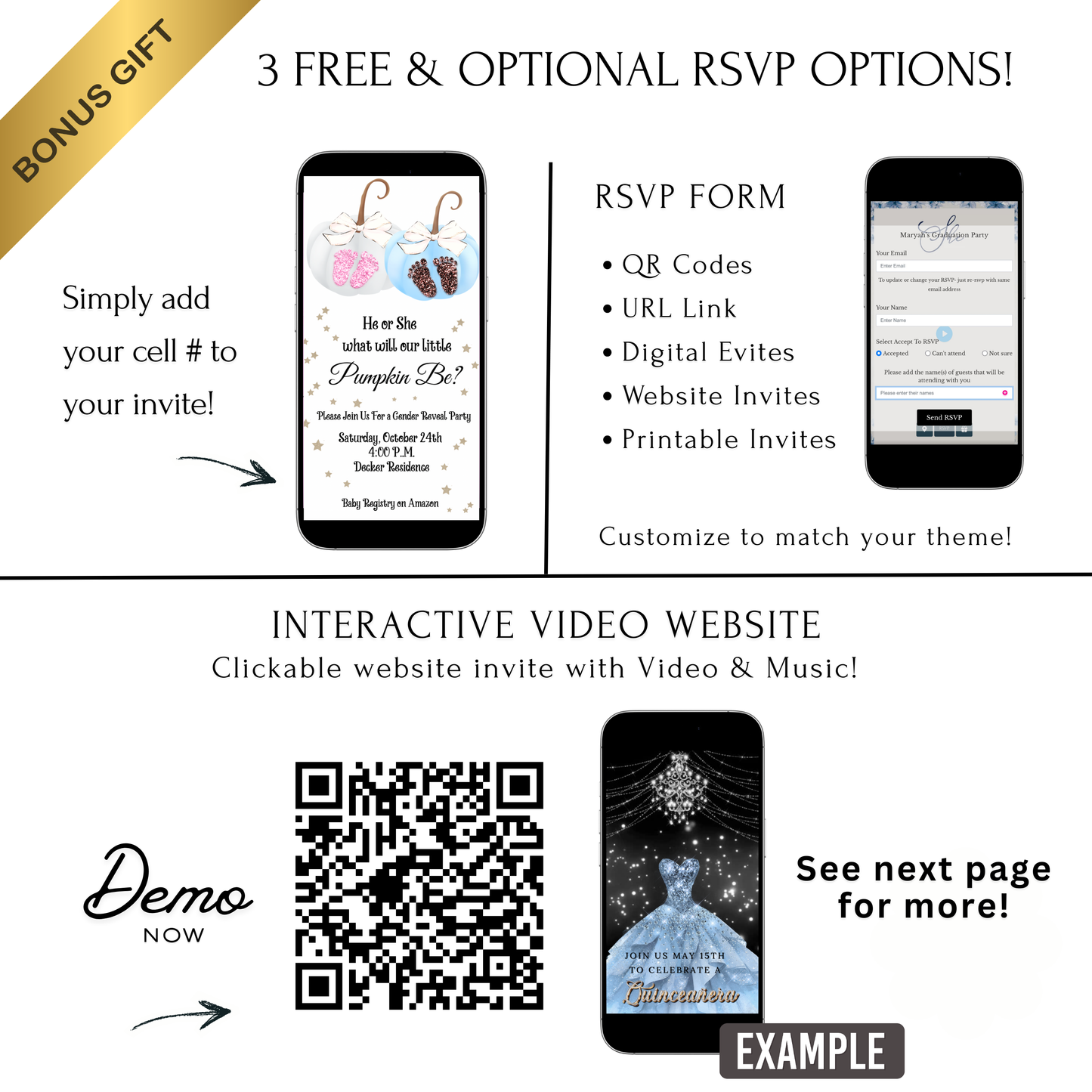 Fall Gender Reveal Video Invitation | Animated Gender Reveal Digital Evite | Editable Canva Invite Template
