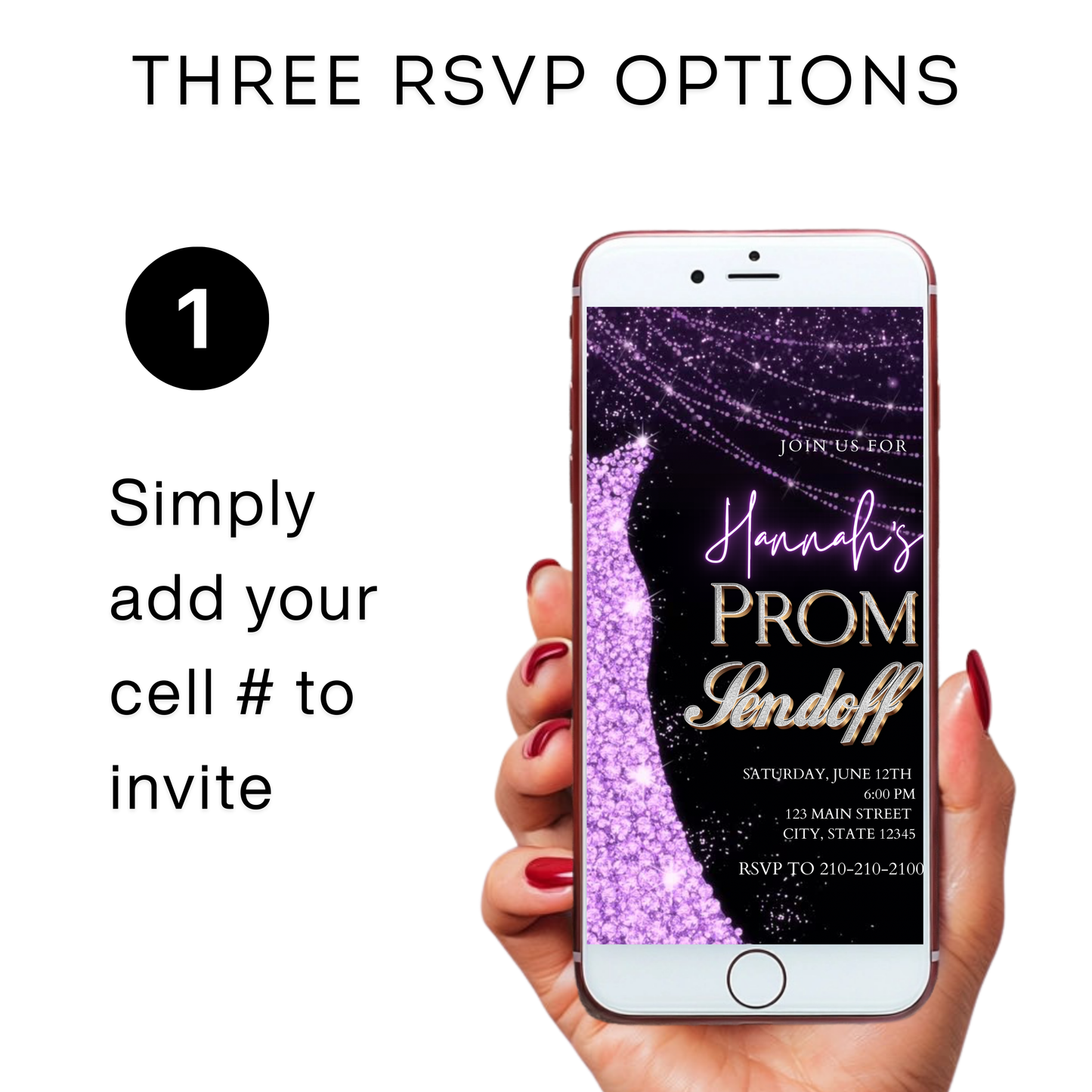 Purple Prom Send Off Video Invitation – Editable Canva Animated Invite