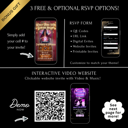 Halloween Video Invitation, Tarot Fortune Teller Animated Invite, Editable Halloween Party Mobile Evite