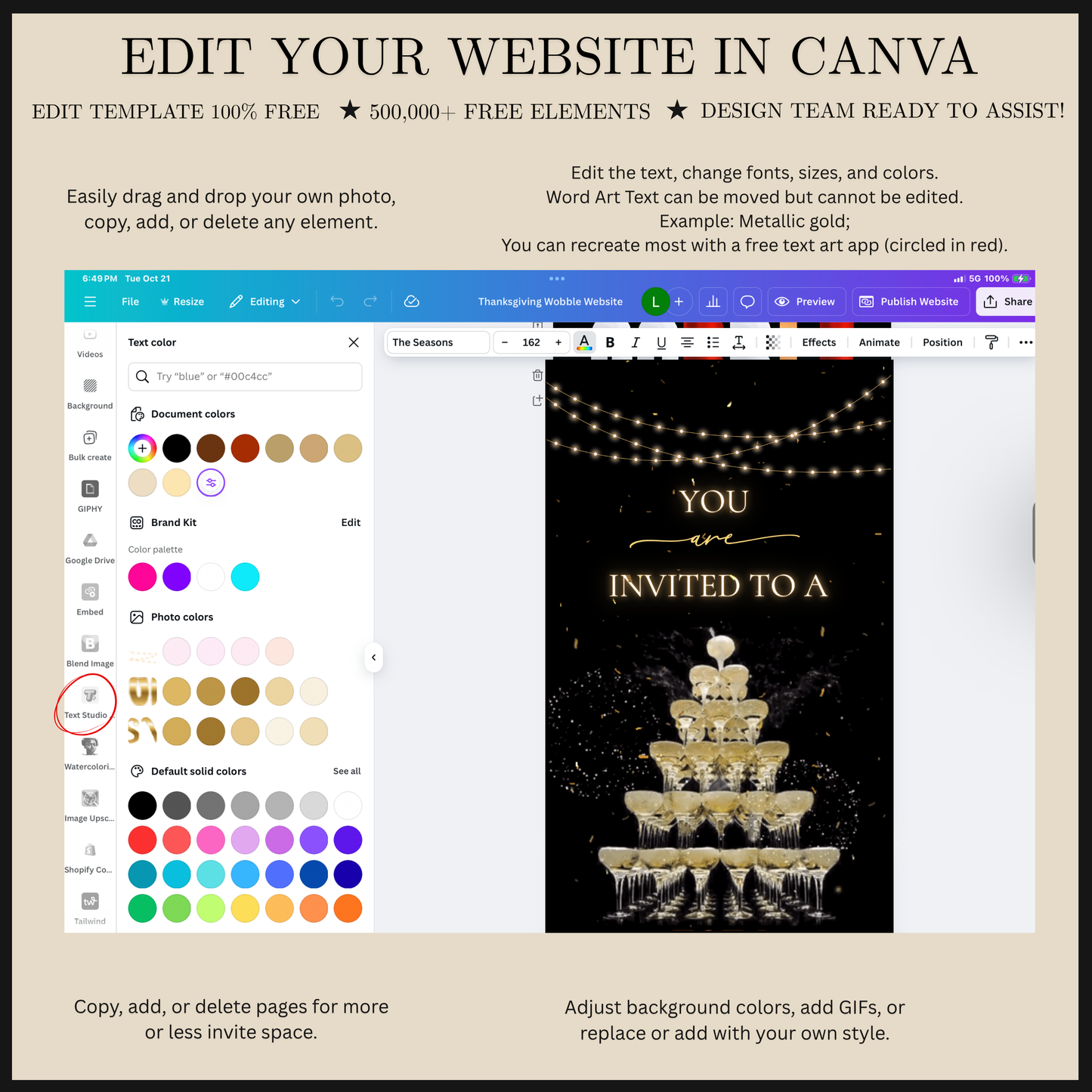 New Year’s Eve Party Website Invitation | NYE Party RSVP Website | Canva Website Template