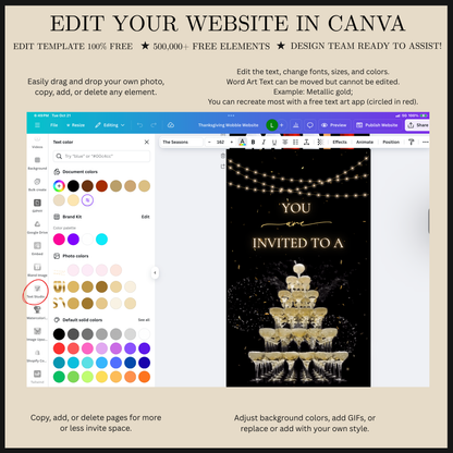 New Year’s Eve Party Website Invitation | NYE Party RSVP Website | Canva Website Template