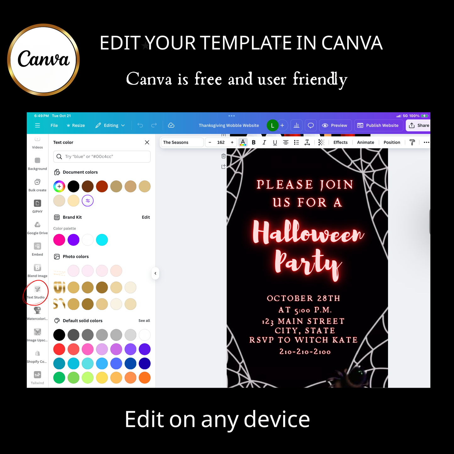 Halloween-Videoeinladung, animierte Einladung im Spinnennetz-Stil