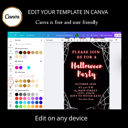 Halloween-Videoeinladung, animierte Einladung im Spinnennetz-Stil