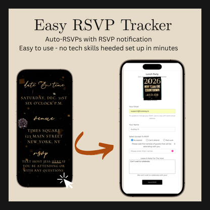 New Year’s Eve Party Website Invitation | NYE Party RSVP Website | Canva Website Template