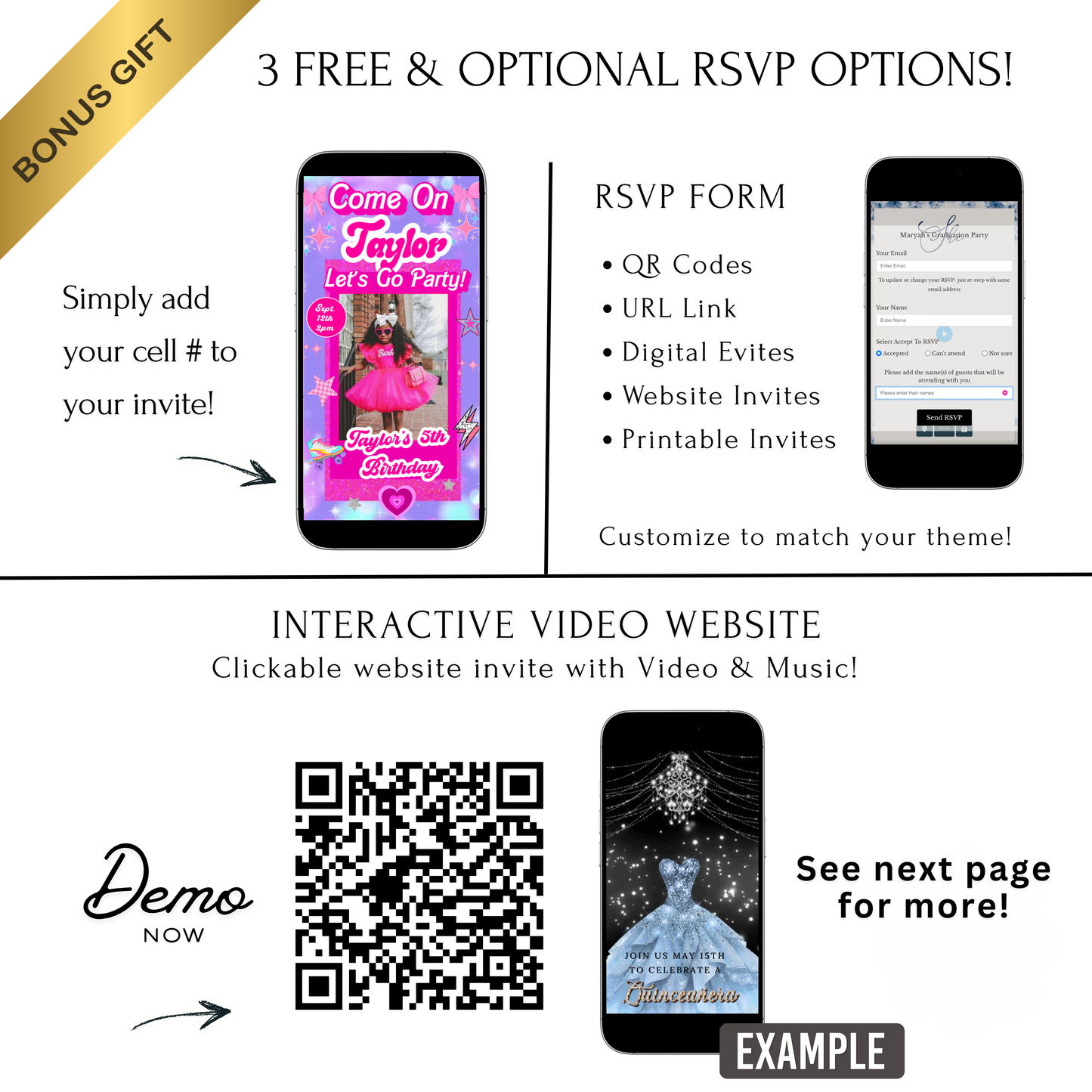 Editable Barbie Video Invitation | Animated Pink Barbie Digital Evite | Editable Canva Invite Template