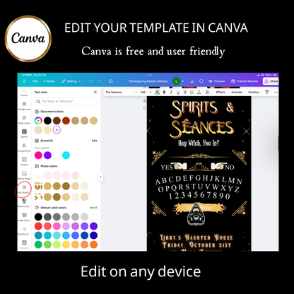 Halloween Video Invitation, Ouija Board Animated Invite, Editable Halloween Party Mobile Evite