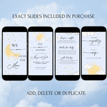 Over the Moon Baby Shower Video Invitation - Stars and Moon Baby Shower Mobile Evite