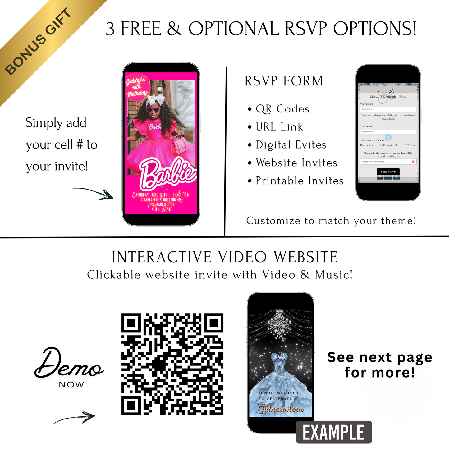Editable Barbie Video Invitation | Animated Pink Barbie Digital Evite | Editable Canva Invite Template