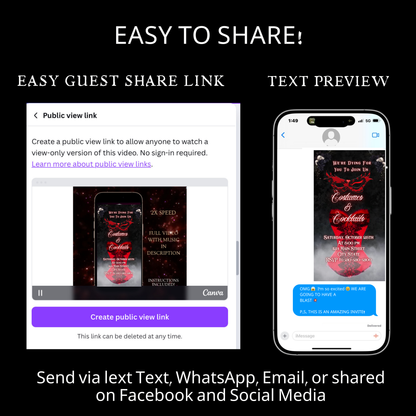 Halloween Video Invitation, Sexy Masquerade Animated Invite, Editable Halloween Party Mobile Evite