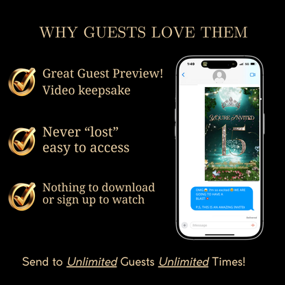 Quinceañera Video Invitation | Enchanted Forest Video Invite | Green Sweet 16 Evite | Editable Canva Template
