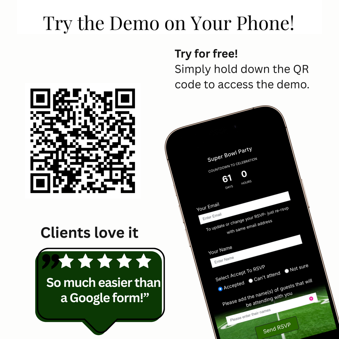 Super Bowl LX Video Invitation and RSVP Website | Game Day Party Invite | Digital Football Invite Template