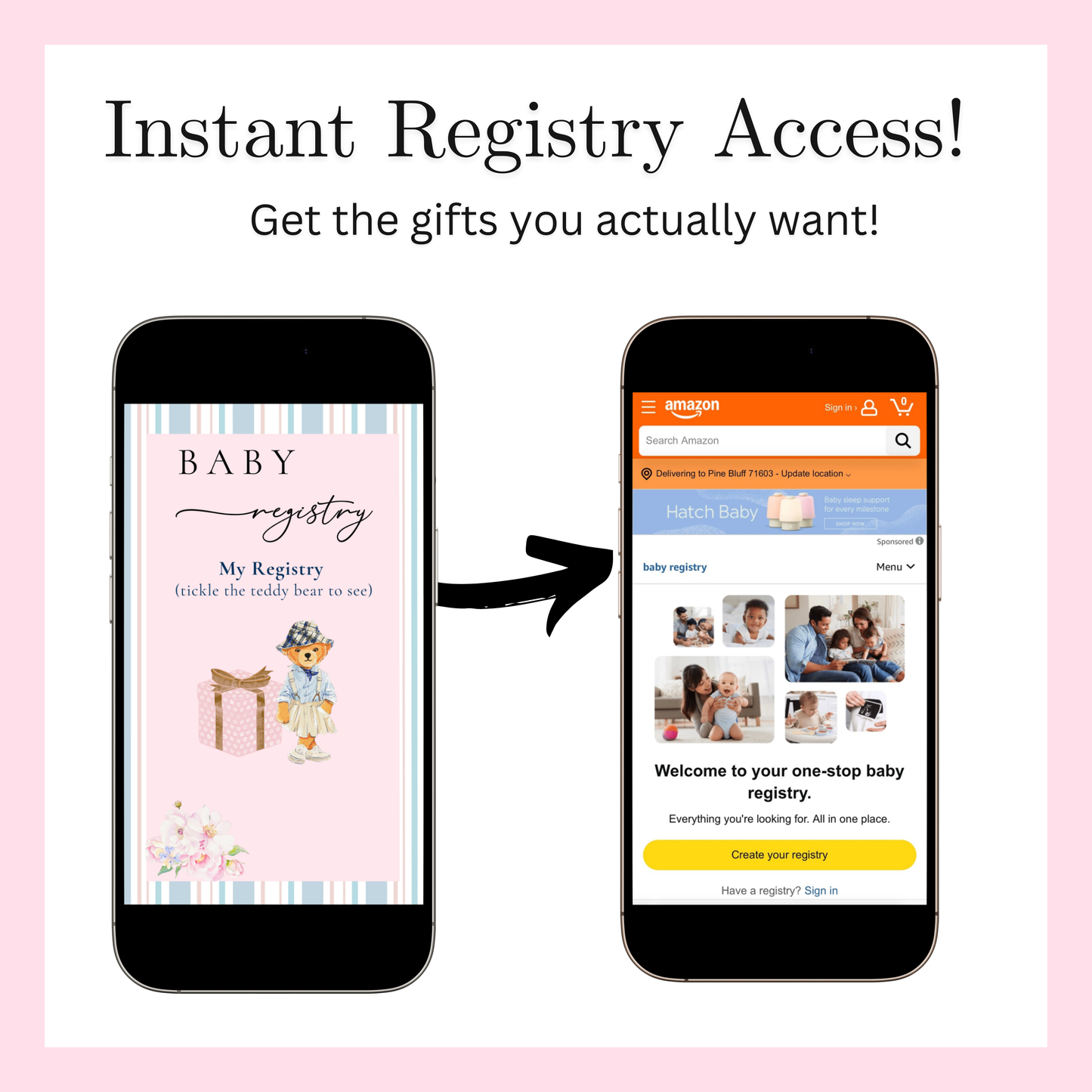 Einladung zur Babyparty mit Polo-Bär | Interaktive RSVP-Website | Bearbeitbare Canva-Vorlage