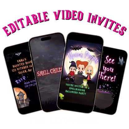 Halloween-Videoeinladung | Animierte digitale Halloween-Einladung | Bearbeitbare Canva-Einladungsvorlage