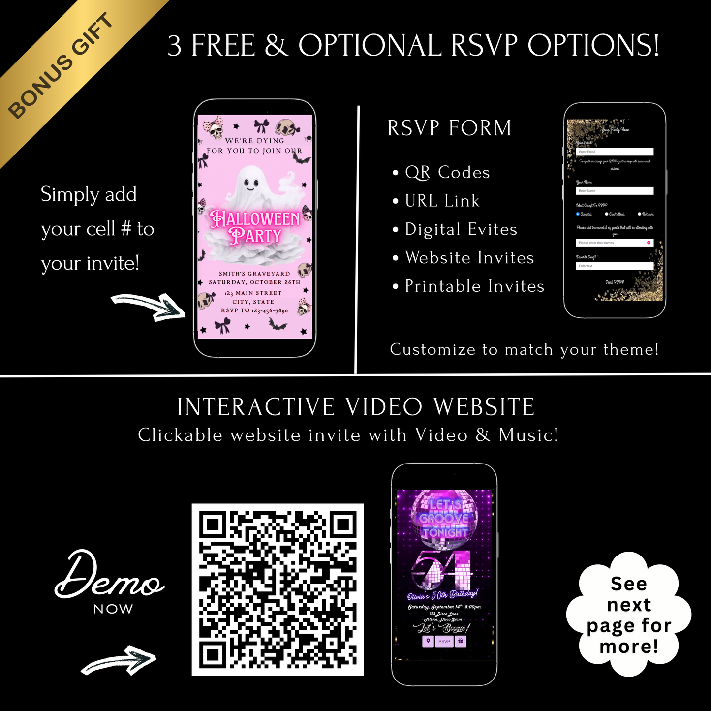 Halloween Video Invitation, Pink Ghost Animated Invite, Editable Halloween Party Mobile Evite