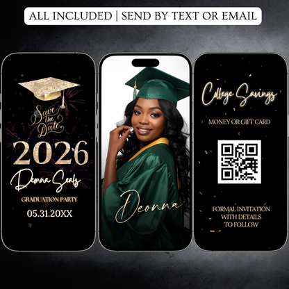Graduation Party Video Invitation | Digital Graduation Invite | Editable Online Canva Template