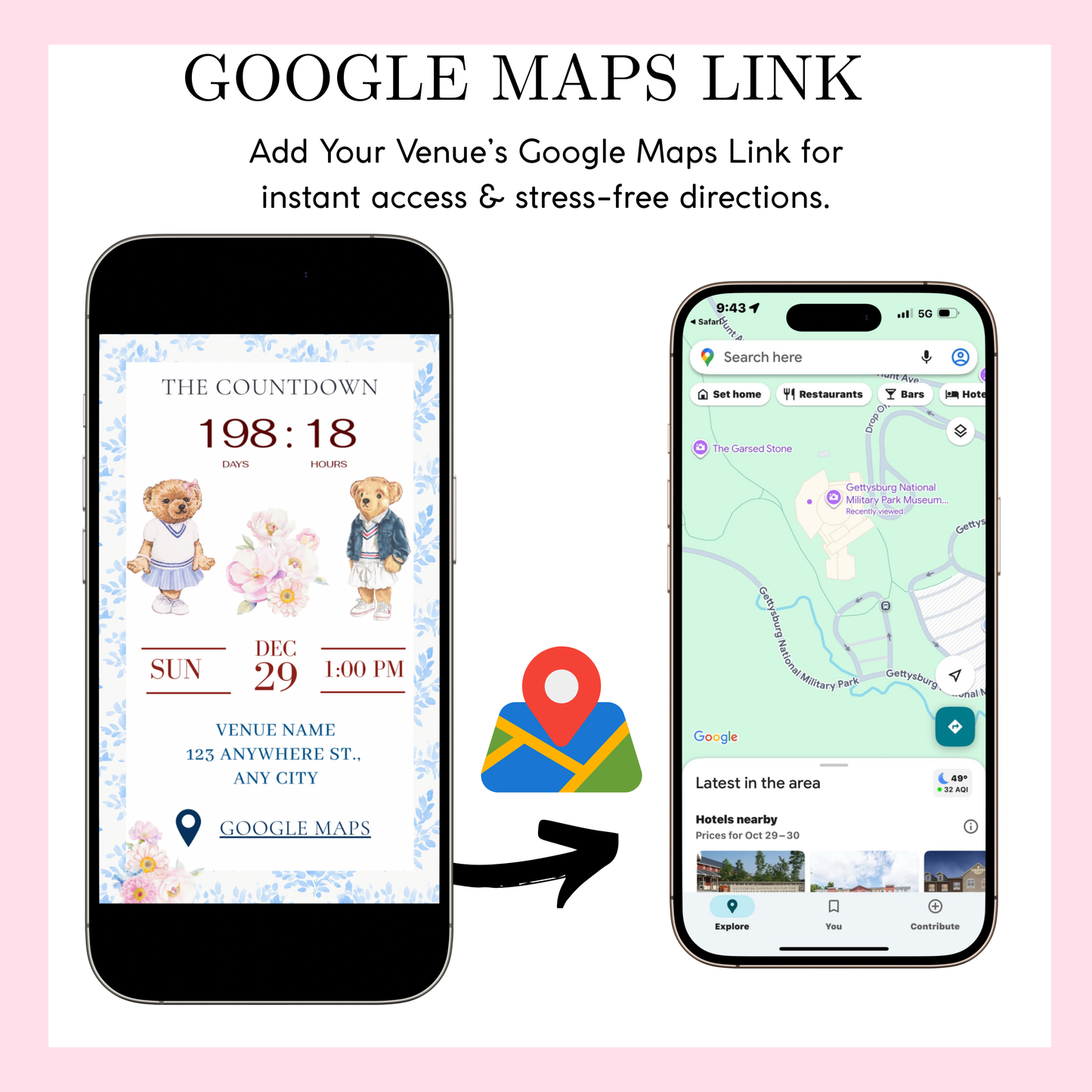 Einladung zur Babyparty mit Polo-Bär | Interaktive RSVP-Website | Bearbeitbare Canva-Vorlage