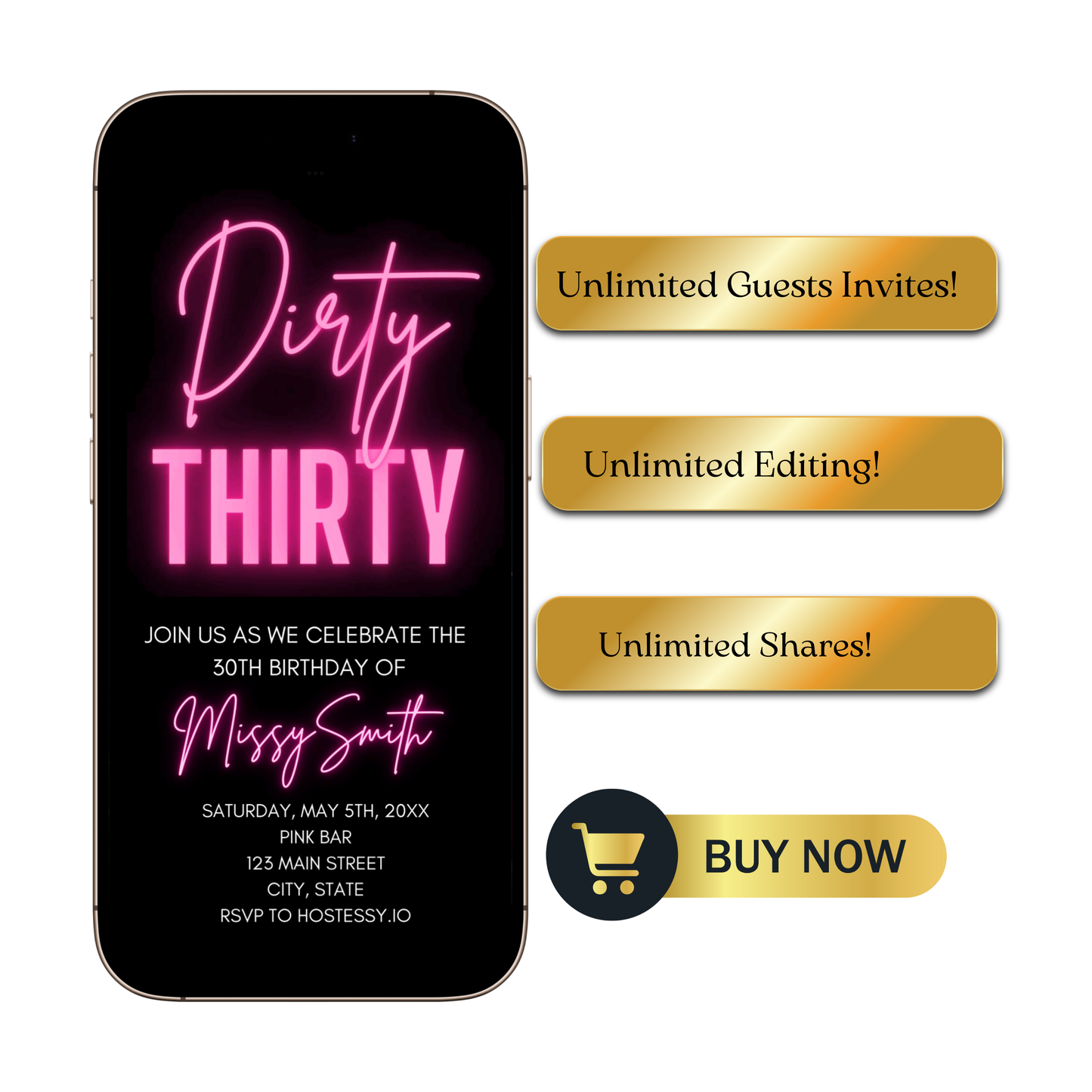 Editable 30th Birthday Video Invitation | Mobile Animated Dirty Thirty Evite | Canva Video Evite Download