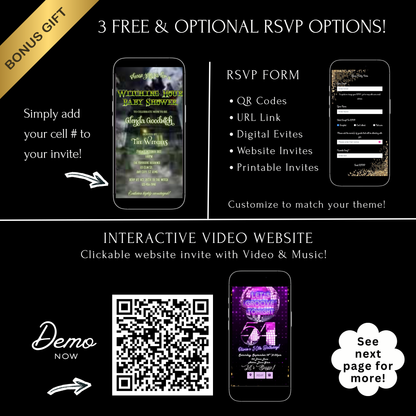 Halloween-Videoeinladung, animierte Einladung zur Babyparty, bearbeitbare mobile Einladung zur Halloween-Party