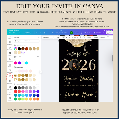 2026 Graduation Party Video Invitation | Digital Purple Graduation Invite | Editable Online RSVP Evite Canva Template