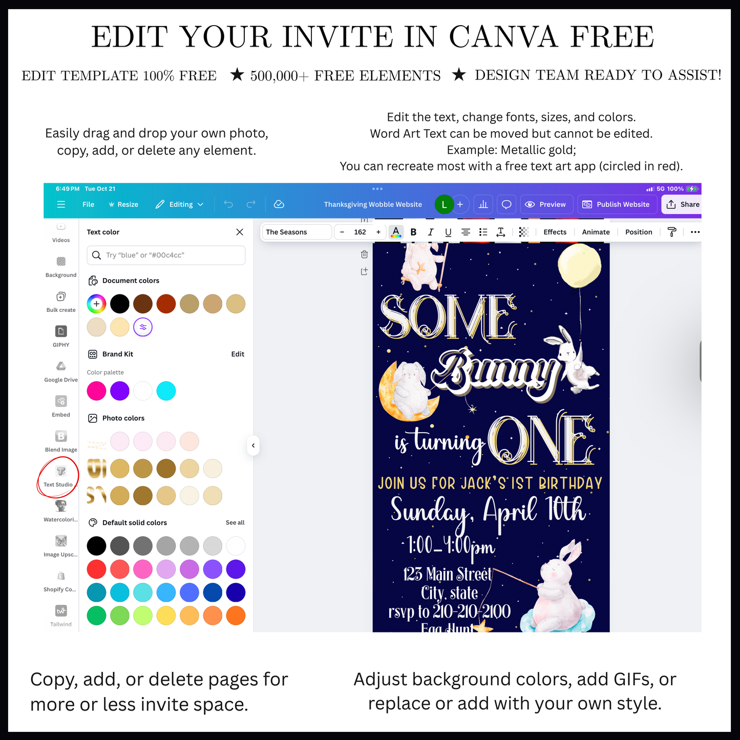 Digitale Ostereinladung, animierte Einladung zum Ostergeburtstag, digitale Vorlage „Ein Hase liebt dich“, digitale Einladung zur Babyparty mit Hasenmotiv, Canva-Vorlage