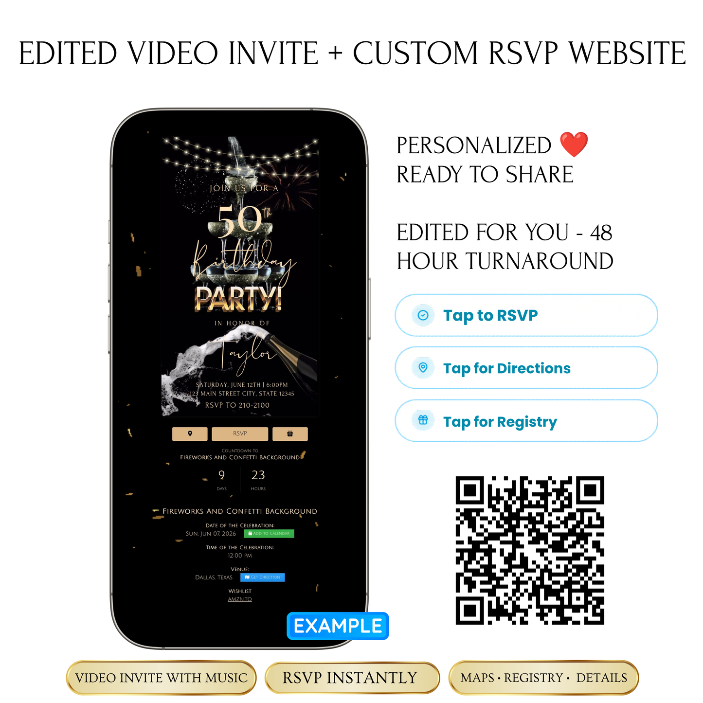 Edited For You Invite + Custom RSVP Website