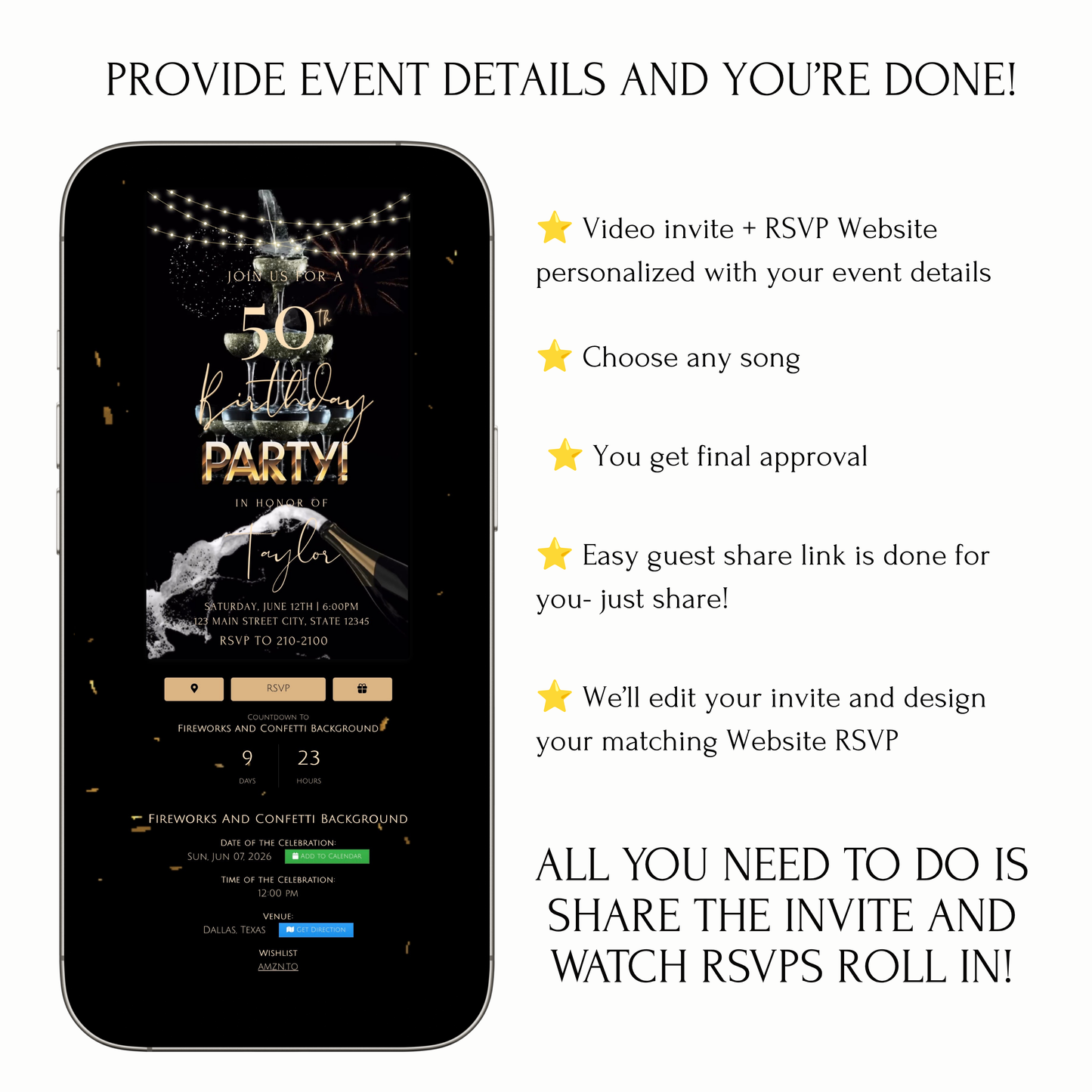 Edited For You Invite + Custom RSVP Website