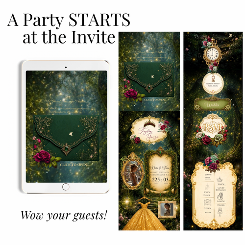 Enchanted Forest Quinceañera / Sweet 16 website invitation