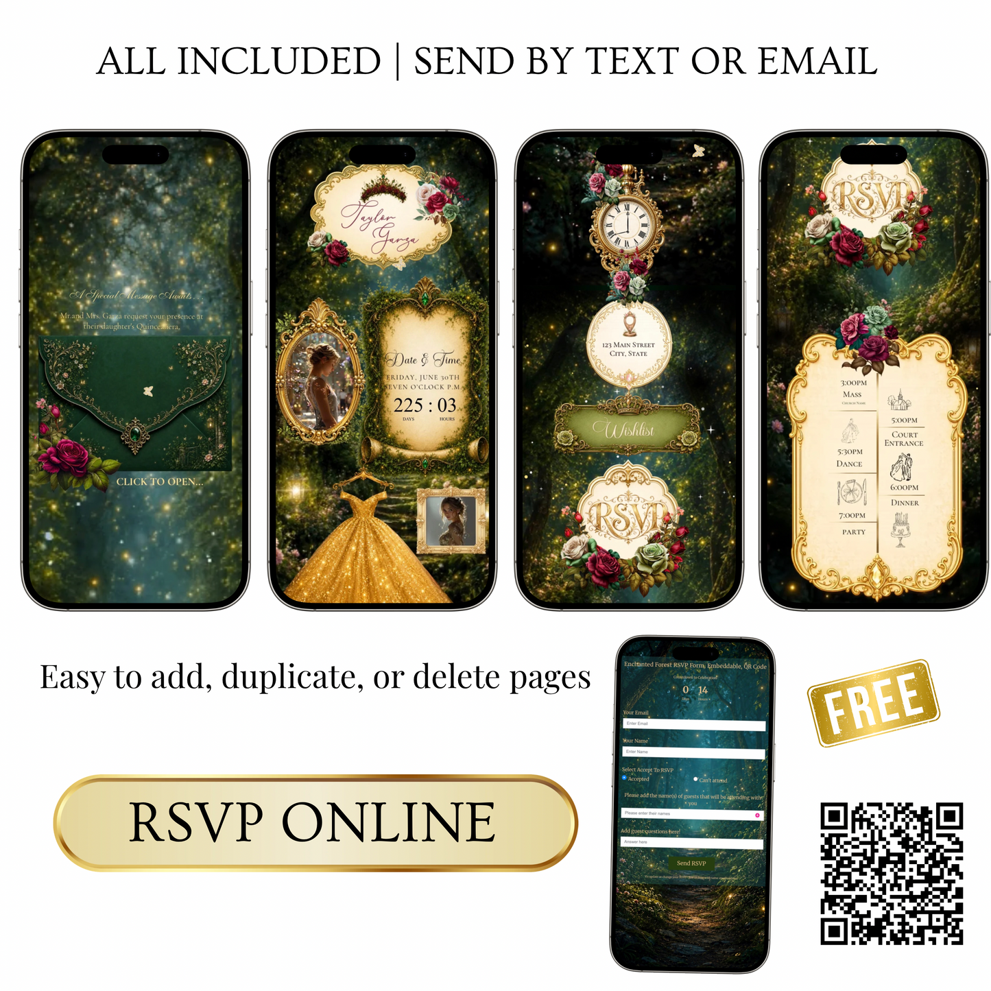Enchanted Forest Quinceañera / Sweet 16 website invitation