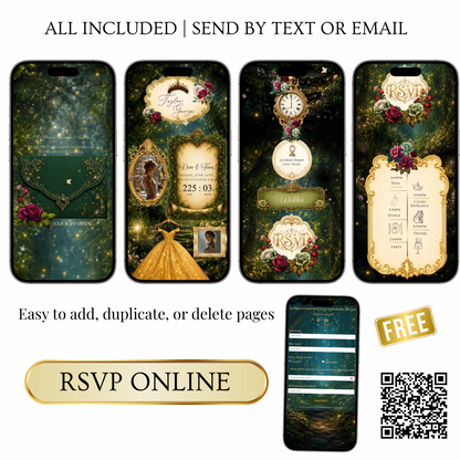 Enchanted Forest Quinceañera / Sweet 16 website invitation