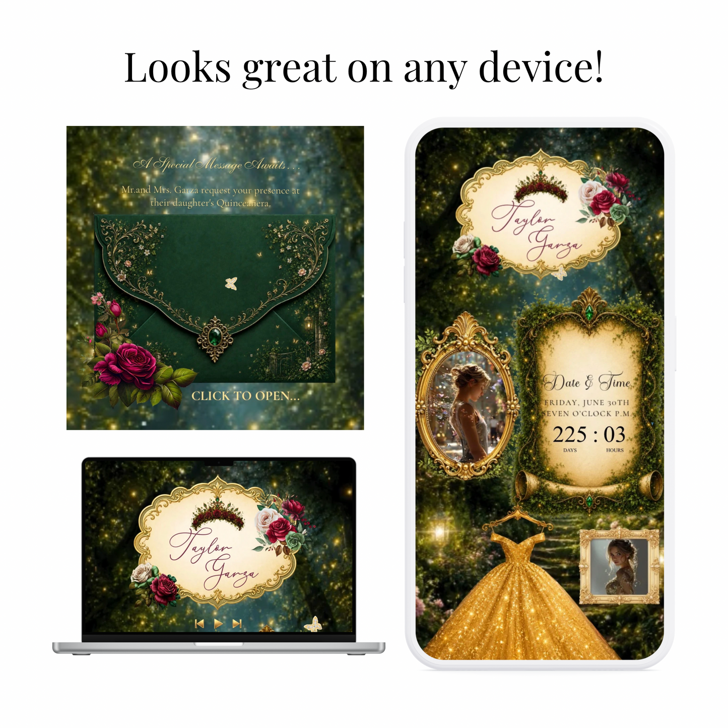 Enchanted Forest Quinceañera / Sweet 16 website invitation