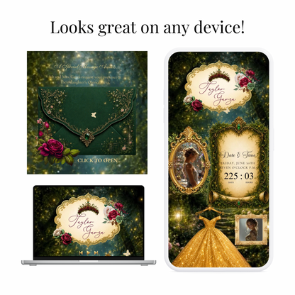 Enchanted Forest Quinceañera / Sweet 16 website invitation