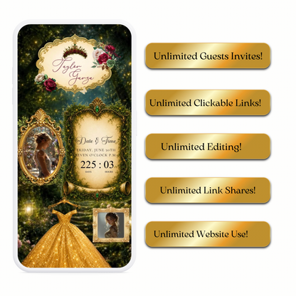Enchanted Forest Quinceañera / Sweet 16 website invitation