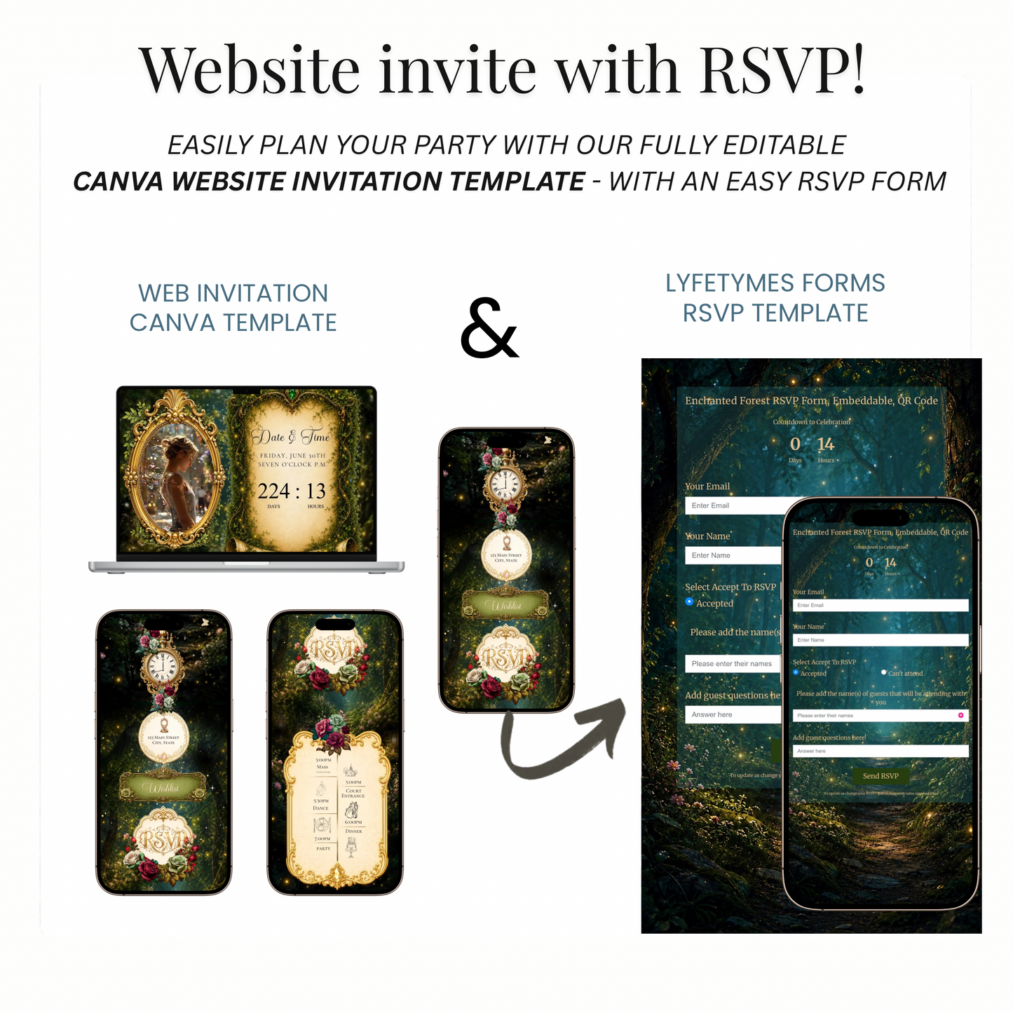 Enchanted Forest Quinceañera / Sweet 16 website invitation