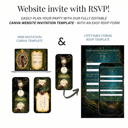 Enchanted Forest Quinceañera / Sweet 16 website invitation