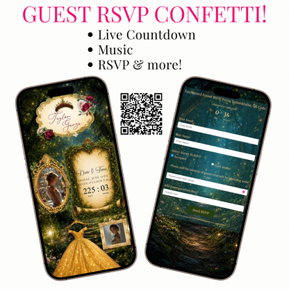 Enchanted Forest Quinceañera / Sweet 16 website invitation