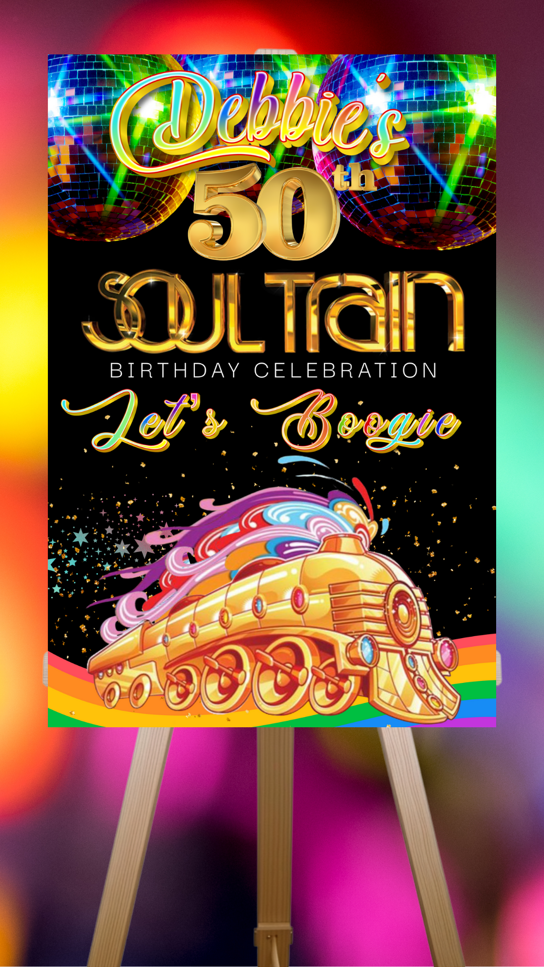 Soul Train Disco Welcome Sign - Disco Ball Poster - Retro 70s Welcome Poster