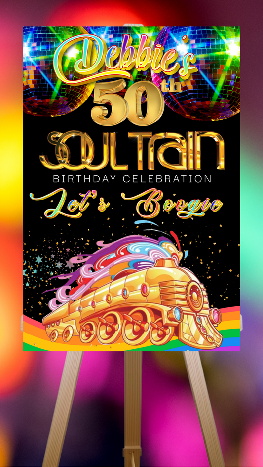 Soul Train Disco Welcome Sign - Disco Ball Poster - Retro 70s Welcome Poster