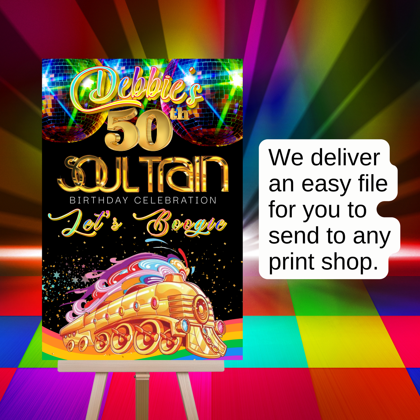 Soul Train Disco Welcome Sign - Disco Ball Poster - Retro 70s Welcome Poster