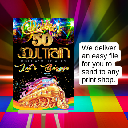 Soul Train Disco Welcome Sign - Disco Ball Poster - Retro 70s Welcome Poster
